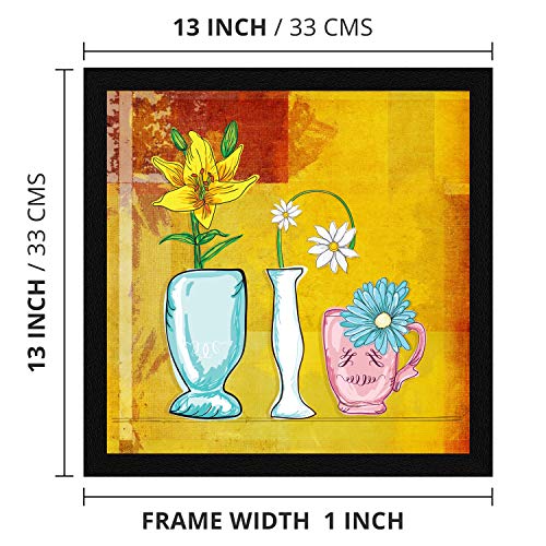 ArtX Paper Flower Vase Wall Art Painting, Multicolor, Floral, 13X13 in, Set of 1 - Image 3
