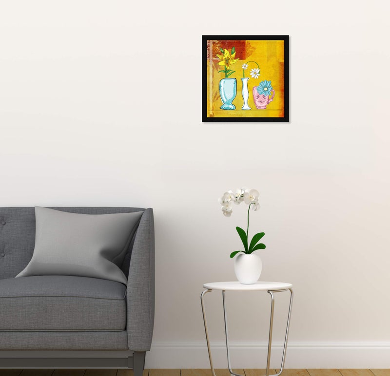 ArtX Paper Flower Vase Wall Art Painting, Multicolor, Floral, 13X13 in, Set of 1 - Image 2