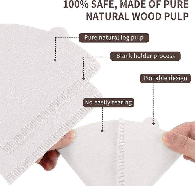 ADTALA 100 Pcs Natural Coffee Filters, Size 02 Cone Filters, Disposable Natural Paper Filters 2-4 Cup, 2 Cone for Pour Over and Drip Coffee Maker - Image 5