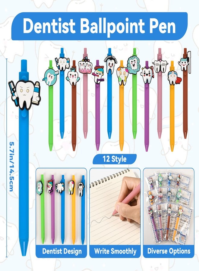 LiYiQ 48 Pcs Dentist Gifts Dental Hygienist Ballpoint Pens with Bookmark Bulk Dentist Appreciation Gift for Dental Assistant Nurse Must Haves Party Favors - Image 3