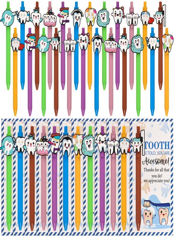 LiYiQ 48 Pcs Dentist Gifts Dental Hygienist Ballpoint Pens with Bookmark Bulk Dentist Appreciation Gift for Dental Assistant Nurse Must Haves Party Favors - Image 1