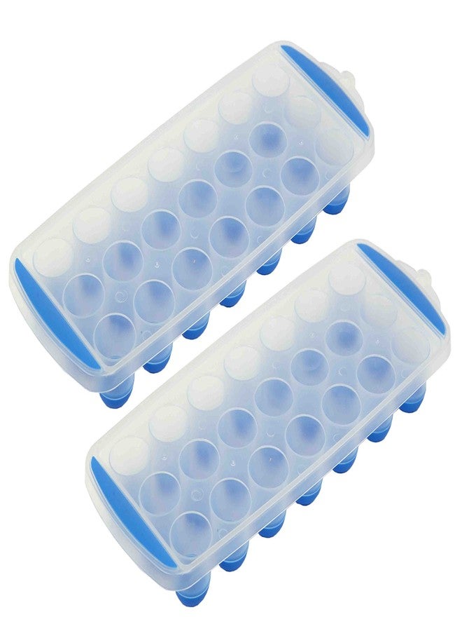 Home Basics Stackable 1" Round Mini 21 Count Ice Cube Tray by Home Basics | 2 Pack Set with Hanging Hole | Easy Release with Silicone Bottom | Space-Saving Design - Image 1