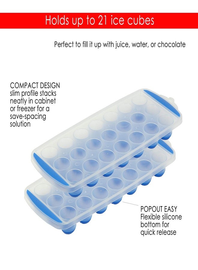 Home Basics Stackable 1" Round Mini 21 Count Ice Cube Tray by Home Basics | 2 Pack Set with Hanging Hole | Easy Release with Silicone Bottom | Space-Saving Design - Image 3