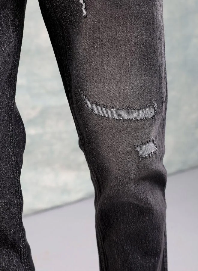 The Indian Garage Co  Men Slim Fit Solid Mid-Rise Stretchable Jeans for Men | Best Price UAE