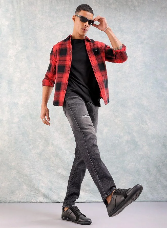 The Indian Garage Co  Men Slim Fit Solid Mid-Rise Stretchable Jeans for Men | Best Price UAE