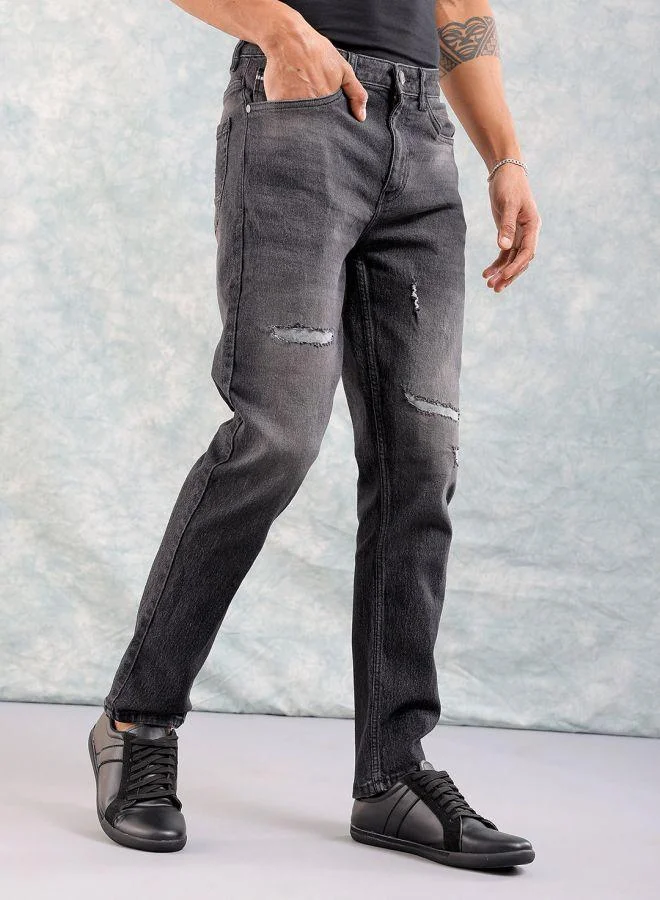 The Indian Garage Co  Men Slim Fit Solid Mid-Rise Stretchable Jeans for Men | Best Price UAE