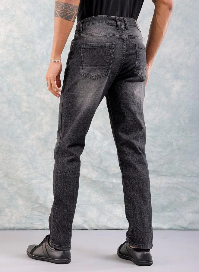 The Indian Garage Co  Men Slim Fit Solid Mid-Rise Stretchable Jeans for Men | Best Price UAE