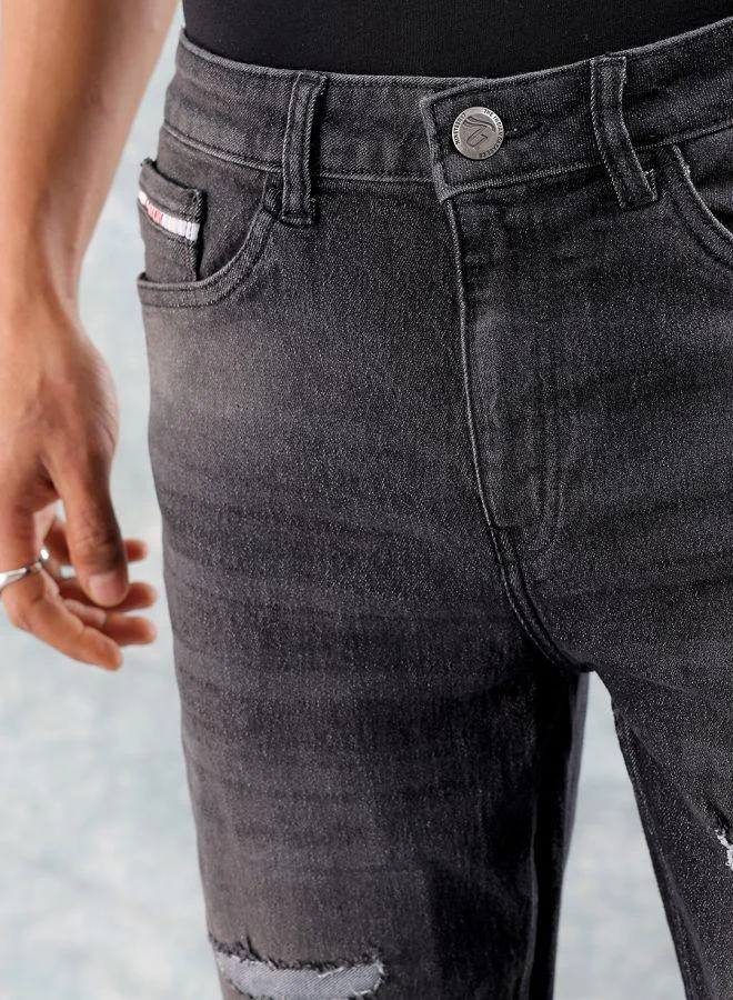 The Indian Garage Co  Men Slim Fit Solid Mid-Rise Stretchable Jeans for Men | Best Price UAE