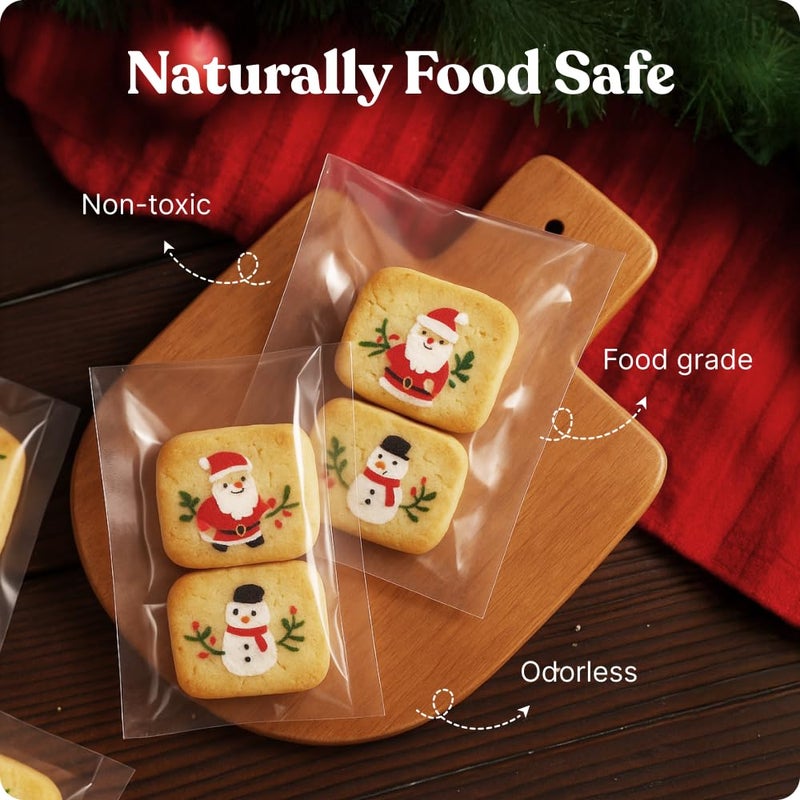 Pack It Chic - 4" X 4" Clear Self Sealing Cellophane Bags (1000 Pack) - Cookie Bags With Resealable Adhesive for Baked Goods Packaging, Candy, Treats, Bakery, Party Favors - Image 4
