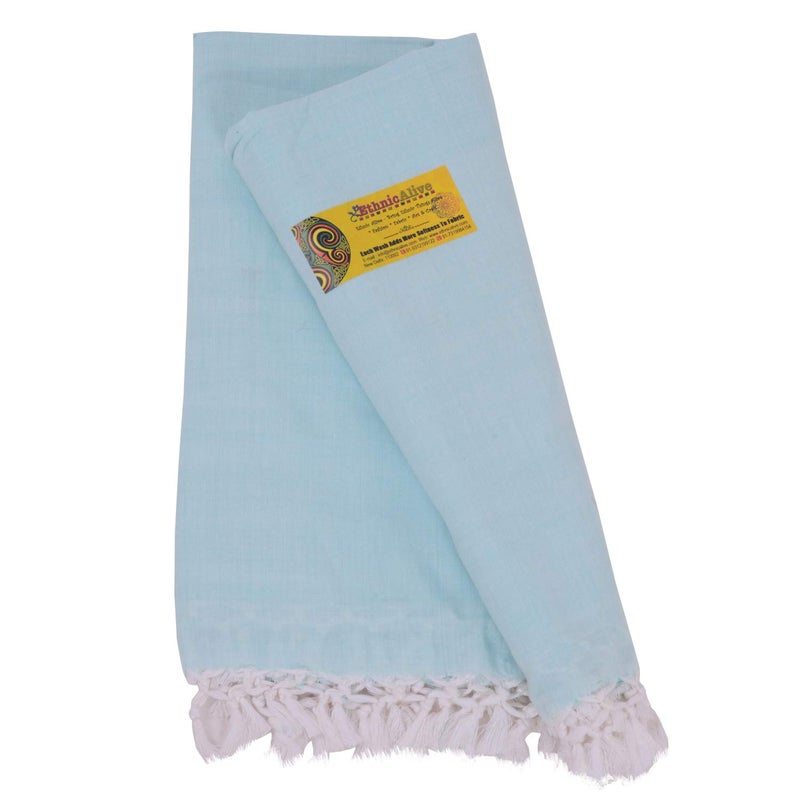 EthnicAlive Ethnic Alive Bhagalpuri Handloom Organic Pure Cotton Comforter Sky Blue Colour Plain Design - Image 3