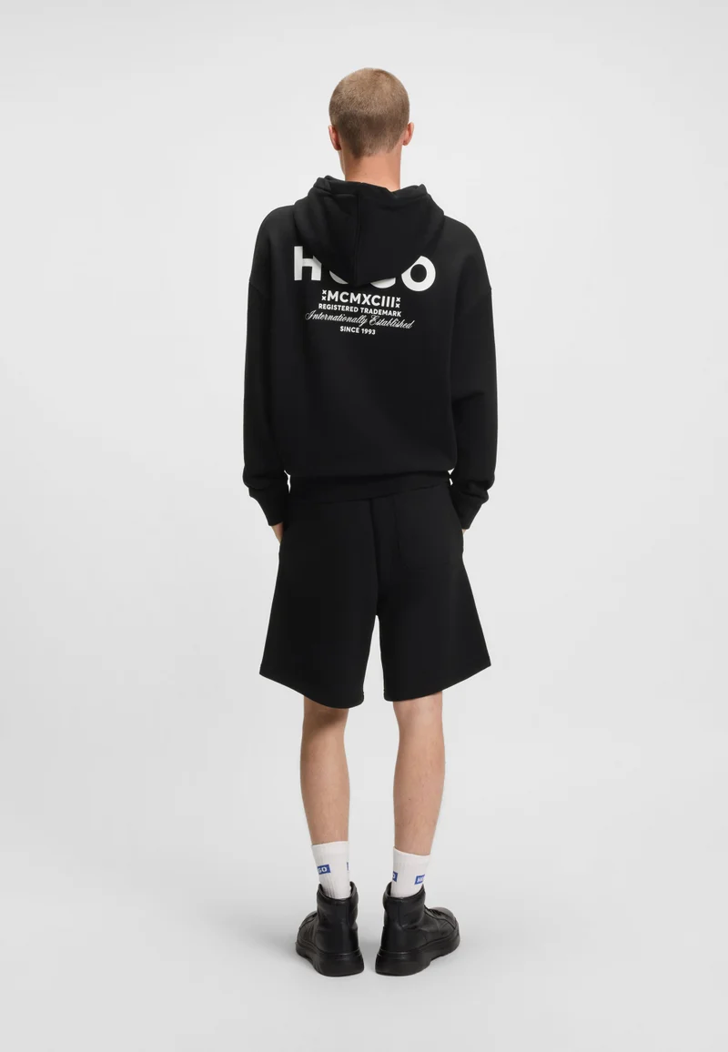 هوجو Cotton-terry loose-fit hoodie with logo details