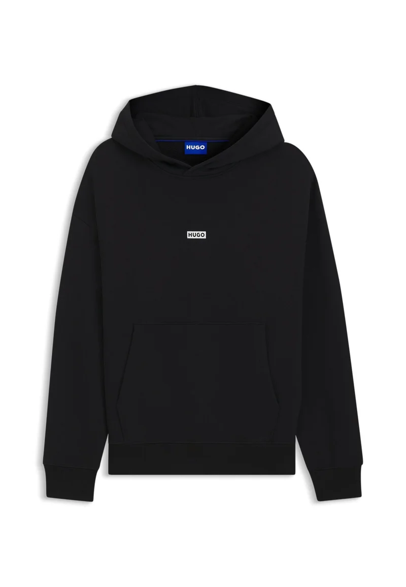 HUGO Cotton-terry loose-fit hoodie with logo details