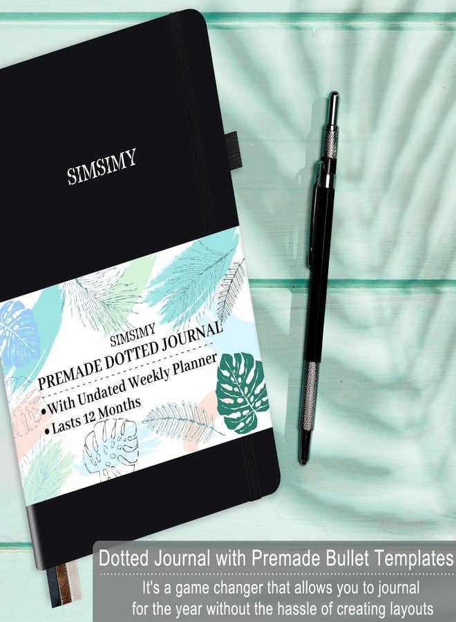SIMSIMY Premade Bullet Dotted Journal with Undated Weekly Monthly Planner, Pre-made Dot Grid Journaling Aesthetic Notebook for Goals Gratitude Budget Exercise Habits Mood Sleep Tracker - 12 Month - Image 2