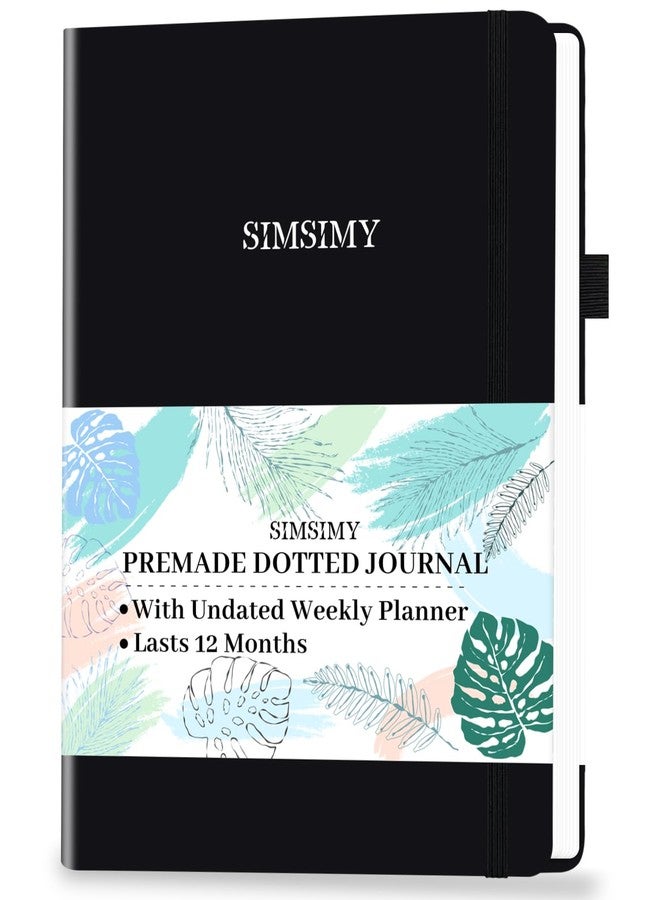 SIMSIMY Premade Bullet Dotted Journal with Undated Weekly Monthly Planner, Pre-made Dot Grid Journaling Aesthetic Notebook for Goals Gratitude Budget Exercise Habits Mood Sleep Tracker - 12 Month - Image 1