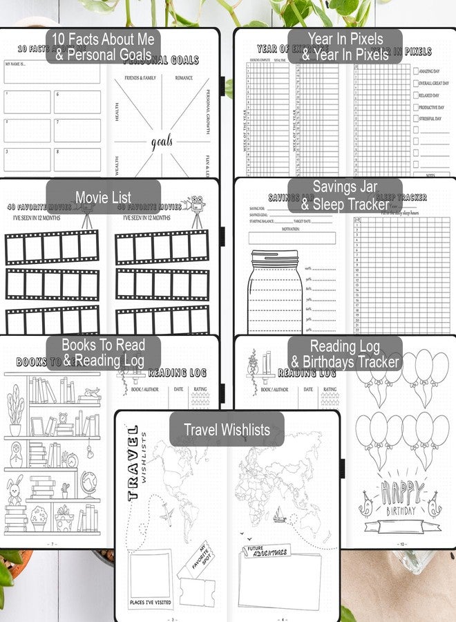 SIMSIMY Premade Bullet Dotted Journal with Undated Weekly Monthly Planner, Pre-made Dot Grid Journaling Aesthetic Notebook for Goals Gratitude Budget Exercise Habits Mood Sleep Tracker - 12 Month - Image 4