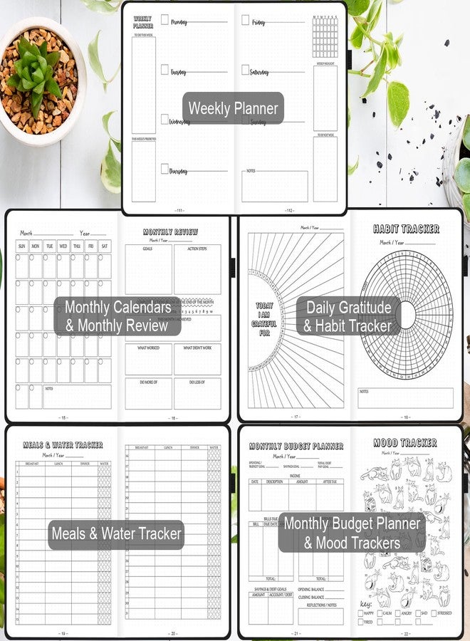 SIMSIMY Premade Bullet Dotted Journal with Undated Weekly Monthly Planner, Pre-made Dot Grid Journaling Aesthetic Notebook for Goals Gratitude Budget Exercise Habits Mood Sleep Tracker - 12 Month - Image 5