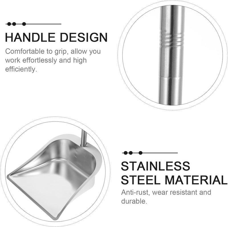 woobles Metal Dustpan Stand up Upright Dustpan Stainless Steel Long Handle Dustpan Kitchen Dustpan Indoor Outdoor Dustpan for Home Office Household Sweeping Part 79x27cm Silver - Image 2