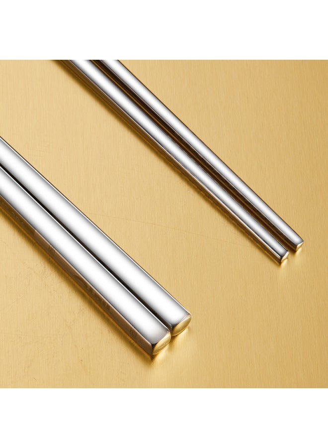 304 Stainless Steel Chopsticks Korean Spoon Square Household Non-slip Thick Portable Three-piece Set Manufacturers Wholesale Logo-Color:Light Body Without Carving 23.5cm  - Image 1