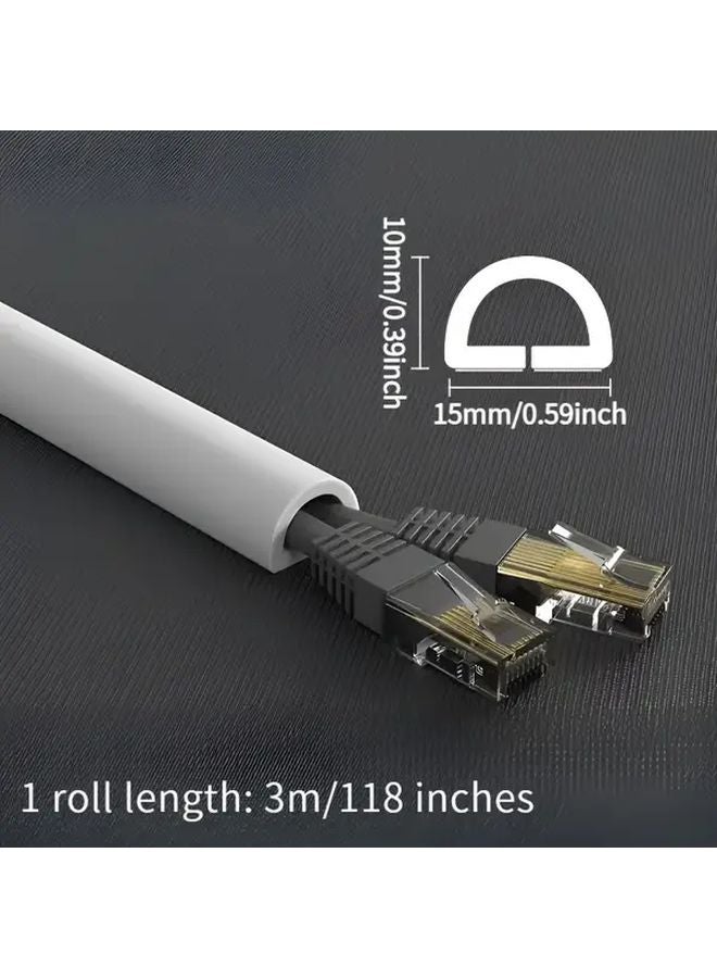 نظام إدارة الكابلات نصف الدائري الأبيض ذاتي اللصق لحماية الأسلاك على الجدار والأرضية والسقف - Image 4