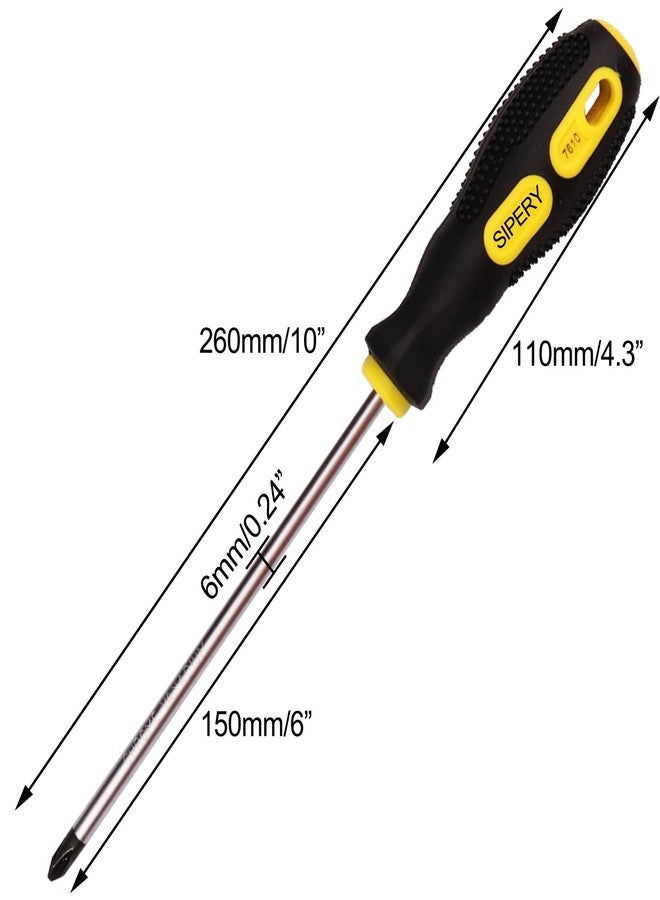 Sipery 2Pcs Phillips Screwdriver 6 inch Shaft Non-Slip Grip Screwdriver Magnetic Tip 6mm PH2 Cross Head Screwdriver - Image 2