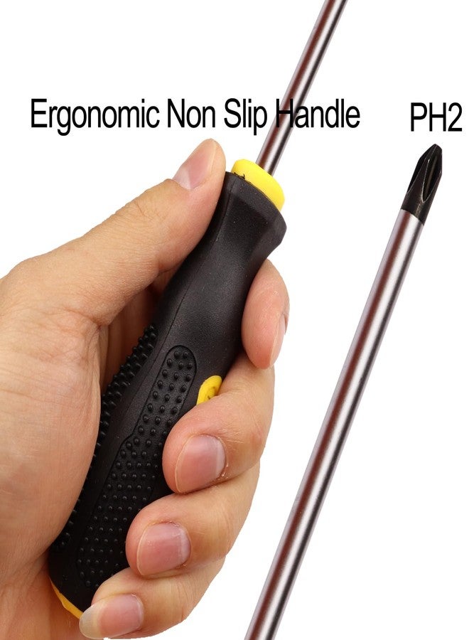 Sipery 2Pcs Phillips Screwdriver 6 inch Shaft Non-Slip Grip Screwdriver Magnetic Tip 6mm PH2 Cross Head Screwdriver - Image 3