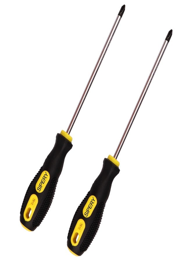 Sipery 2Pcs Phillips Screwdriver 6 inch Shaft Non-Slip Grip Screwdriver Magnetic Tip 6mm PH2 Cross Head Screwdriver - Image 1