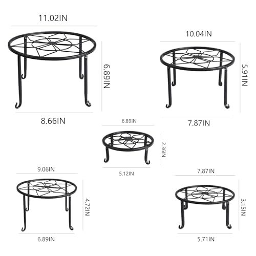 Autopromake 5 Pack Metal Plant Stands,Heavy Duty Potted Holder for Flower Pot,Indoor Outdoor Metal Rustproof Iron Garden Container Round Supports Rack for Planter… - Image 3