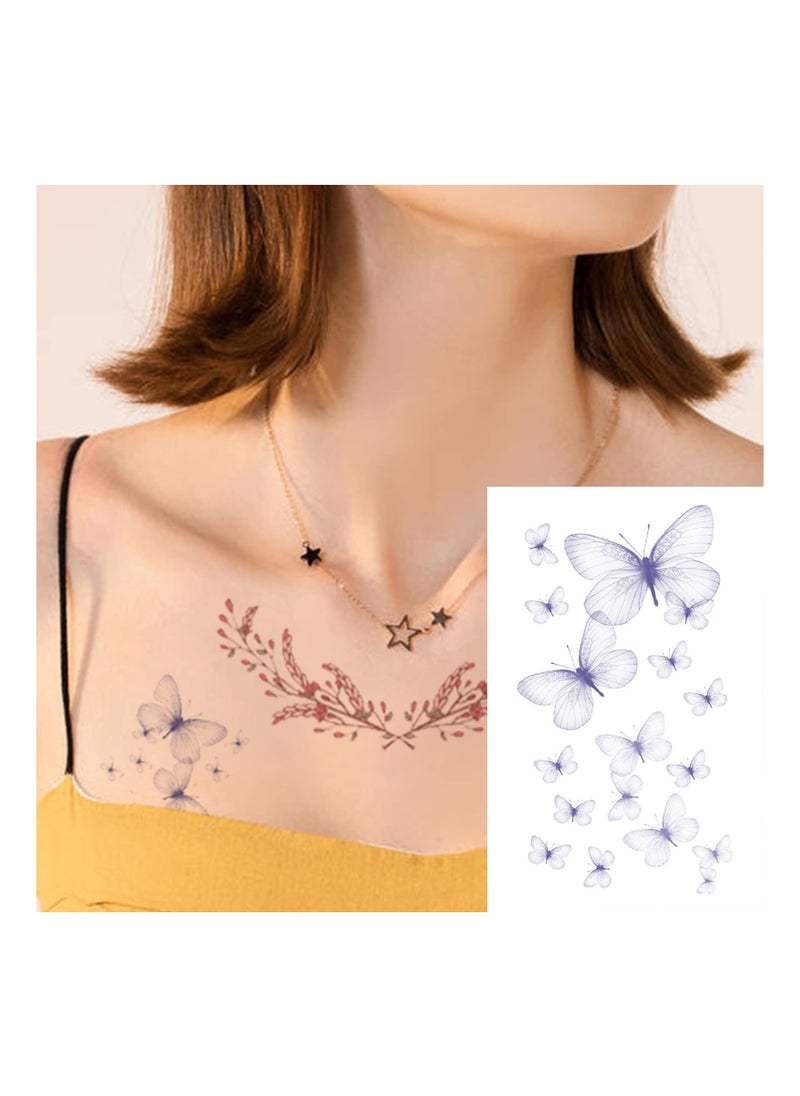 KASTWAVE 50 Sheets Waterproof Flower Floral Butterfly Fake Temporary Tattoo Sticker for Women, Arm Neck Face Temp Tattoo Temporary Tatoos Sticker Set  - Image 4