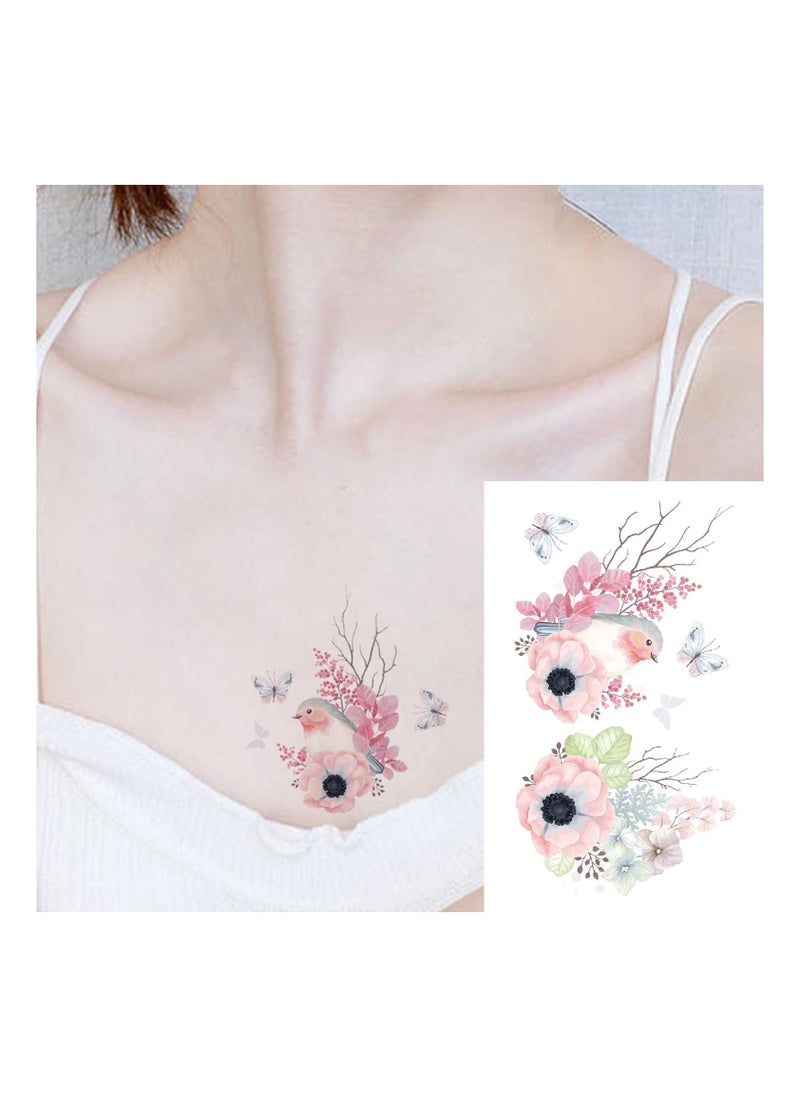 KASTWAVE 50 Sheets Waterproof Flower Floral Butterfly Fake Temporary Tattoo Sticker for Women, Arm Neck Face Temp Tattoo Temporary Tatoos Sticker Set  - Image 5