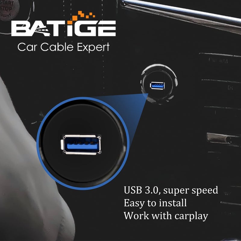 BATIGE Single Port USB 3.0 Male to USB 3.0 Female Car Mount Flush Cable Waterproof for Car Truck Boat Motorcycle Dashboard Panel - 6ft - Image 3