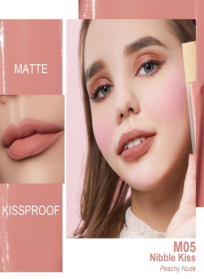 Oulac Matte Liquid Lipsticks for Women, Coral Pink Highly Pigmented Creamy Matte Lip Gloss,Rich Colour Formula with Vitamin E & Rose Oil, Full Coverage Waterproof, Long Lasting,Vegan (M05) - Image 2