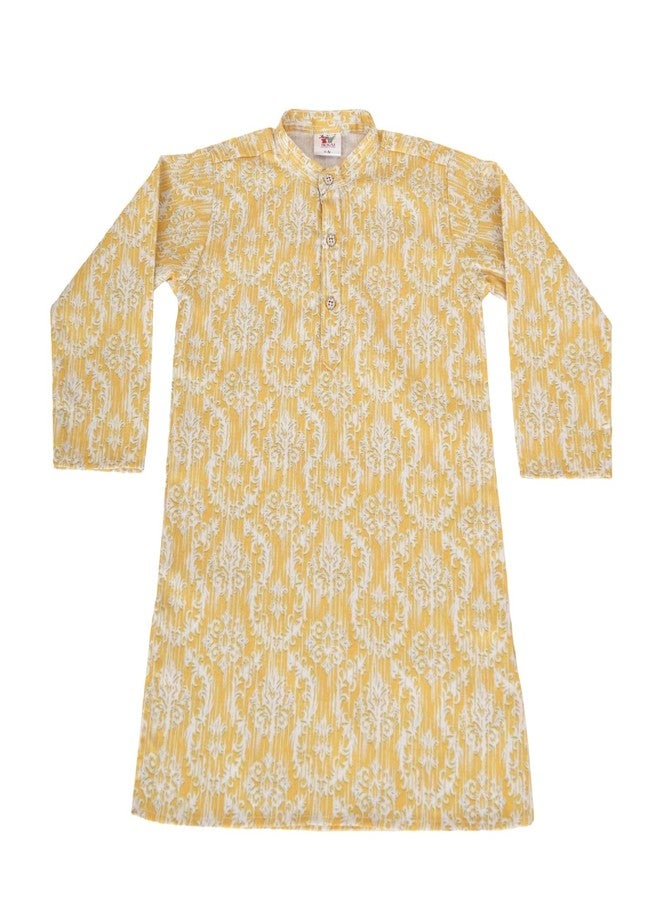 IKKAI® Baby boy’s Outdoor & Indoor casual wear suitable & Fantastic look Outfit Kurta and Ethic Style pajama Set (Mustard) Pack of 1 (MUSTERD & WHITE, 3-4 YEAR) - Image 4