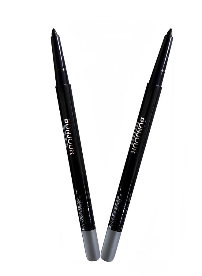BOUJONR 2-in-1 Waterproof Eyeliner and Lip Liner Pencil Set, Long-Lasting Smooth Kohl and Lip Definer, Professional Smudge-Proof Formula for Precise Definition (2 Pencils - Black Color) - Image 3