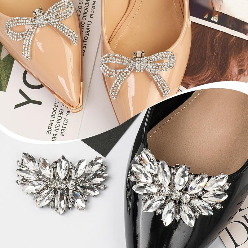 TRKETK 4 Piece Shoe Clips, Elegance Detachable Shoe Clips Decorative in Cristallo Women Wedding Party Decoration for Wedding Party, Prom (2 Stili) - Image 4