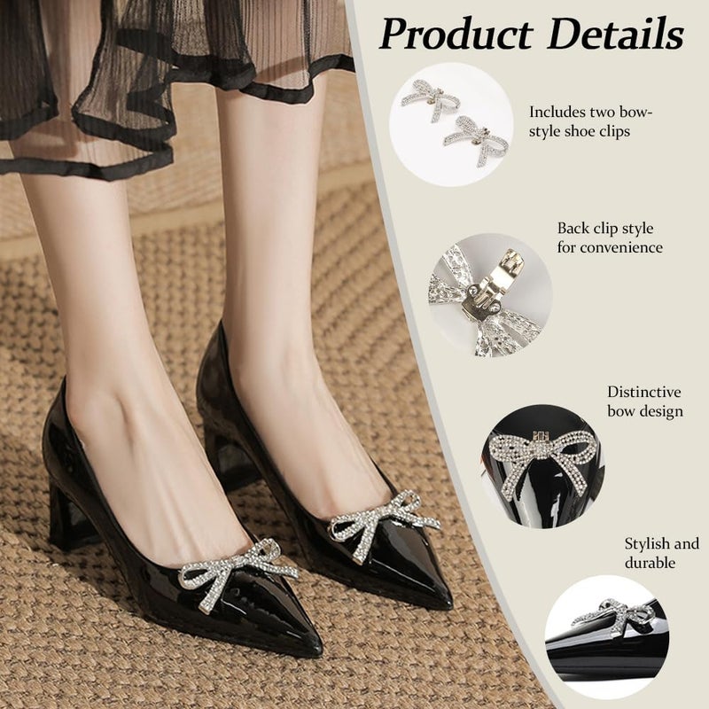 TRKETK 4 Piece Shoe Clips, Elegance Detachable Shoe Clips Decorative in Cristallo Women Wedding Party Decoration for Wedding Party, Prom (2 Stili) - Image 3