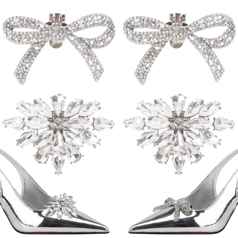 TRKETK 4 Piece Shoe Clips, Elegance Detachable Shoe Clips Decorative in Cristallo Women Wedding Party Decoration for Wedding Party, Prom (2 Stili) - Image 1