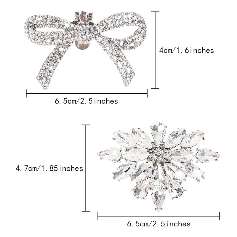 TRKETK 4 Piece Shoe Clips, Elegance Detachable Shoe Clips Decorative in Cristallo Women Wedding Party Decoration for Wedding Party, Prom (2 Stili) - Image 2