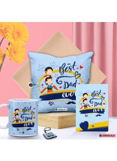 Jhingalala Jhingalala Best Dad Ever Printed Cushion Mug Key Chain Greeting Card Combo Gift Pack Gift for Father Gift for Father Birthday Gift for Papa Birthday Gift for Father Gift for Fathers Day 