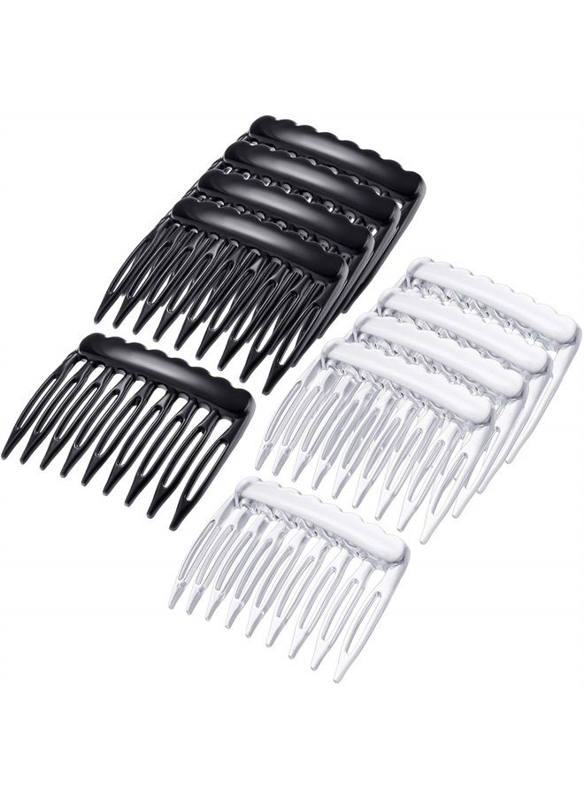 eBoot 24 Pieces Hair Side Combs Small Plastic French Teeth Hair Combs Hair Clip Combs Women Bridal Wedding Veil Comb for Fine Hair, Black and Clear  - Image 1