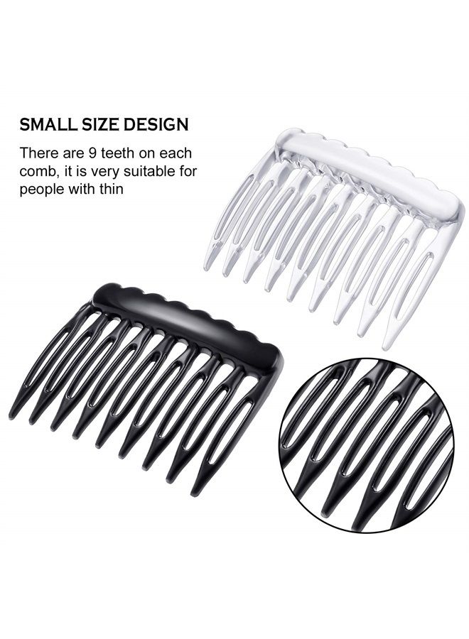 eBoot 24 Pieces Hair Side Combs Small Plastic French Teeth Hair Combs Hair Clip Combs Women Bridal Wedding Veil Comb for Fine Hair, Black and Clear  - Image 3