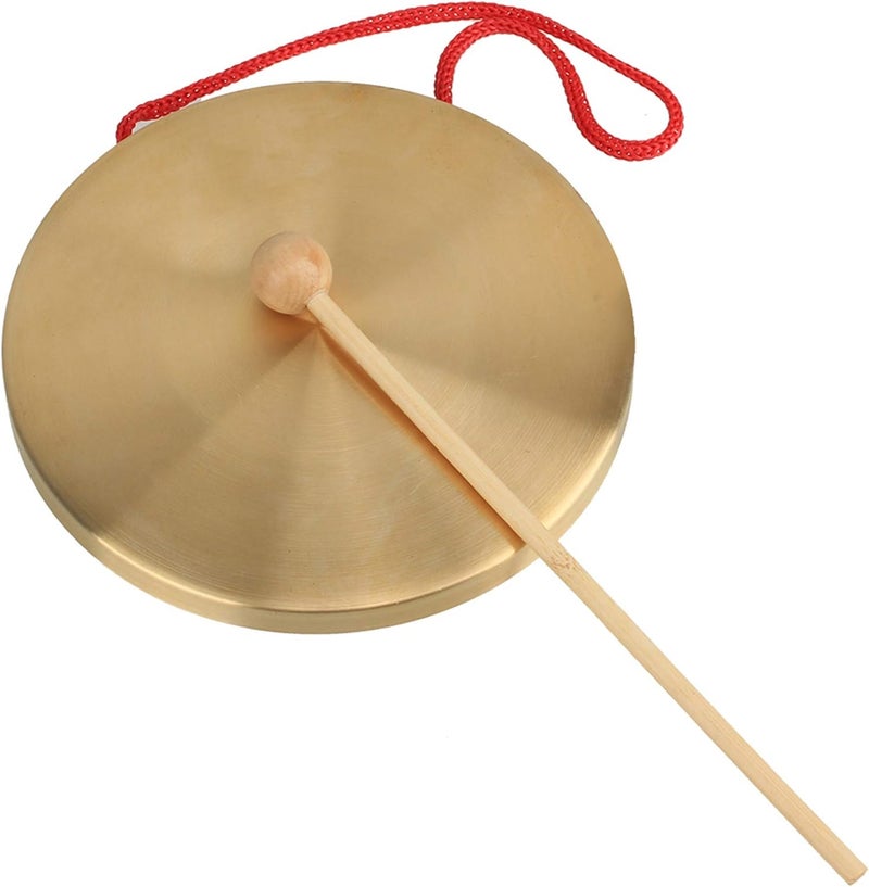 Mxfans Chapel Brass Copper Cymbals Percussion Dia15.4cm Alto Hand Gong With Round Play Hammer - Image 1