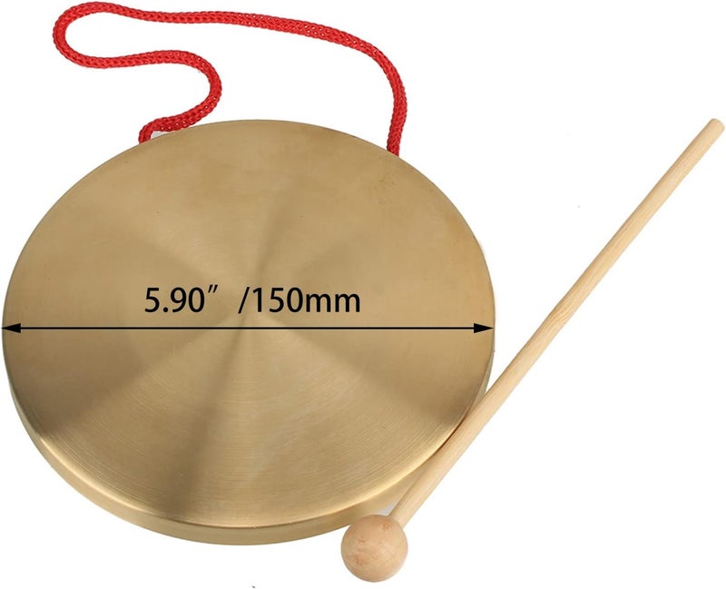 Mxfans Chapel Brass Copper Cymbals Percussion Dia15.4cm Alto Hand Gong With Round Play Hammer - Image 4