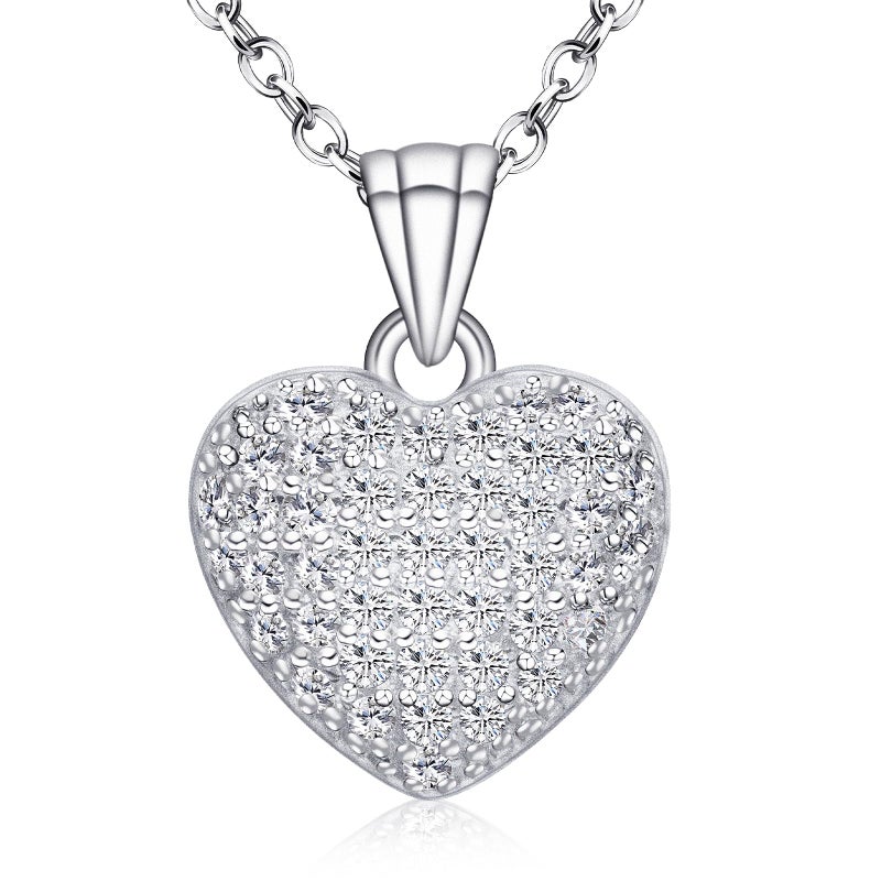 URTHEONE 925 Sterling Silver Heart Pendant Necklace for Women with Moissanite & Natural Gemstones, Halo Design, 14K White Gold Plated Necklaces, Jewelry Birthday Gifts for Women Mom - Image 1