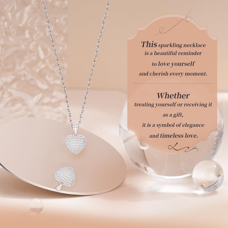 URTHEONE 925 Sterling Silver Heart Pendant Necklace for Women with Moissanite & Natural Gemstones, Halo Design, 14K White Gold Plated Necklaces, Jewelry Birthday Gifts for Women Mom - Image 5