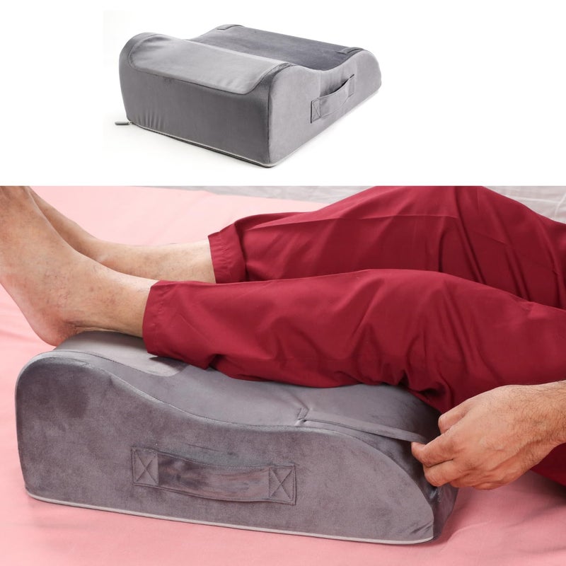 METRON Leg Elevation Bed Wedge Pillow for Varicose Veins Leg Elevation Support for Sleeping Reduce Swelling Improve Circulation Orthopedic Leg Pillow Washable Cover Foam - Image 1