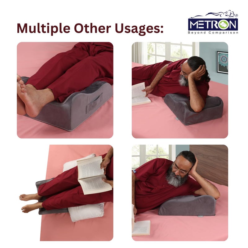 METRON Leg Elevation Bed Wedge Pillow for Varicose Veins Leg Elevation Support for Sleeping Reduce Swelling Improve Circulation Orthopedic Leg Pillow Washable Cover Foam - Image 5