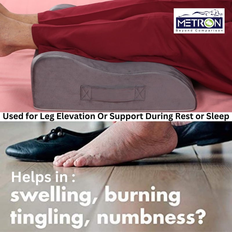 METRON Leg Elevation Bed Wedge Pillow for Varicose Veins Leg Elevation Support for Sleeping Reduce Swelling Improve Circulation Orthopedic Leg Pillow Washable Cover Foam - Image 2