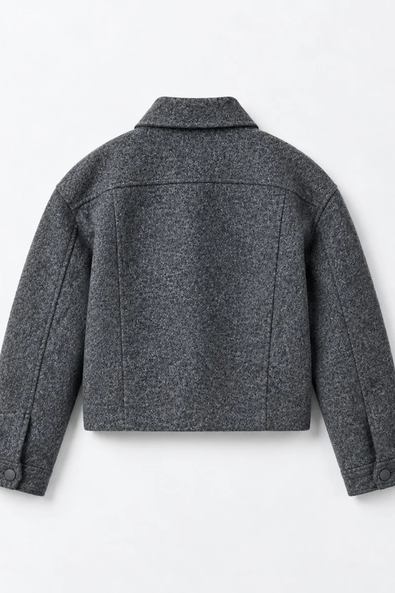 Hiccup Grey Textured Jacket with Pocket Detail for Women | Best Price UAE