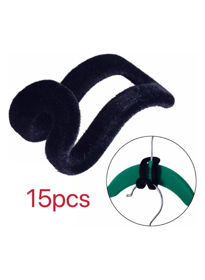Mini Cascading Hanger Hooks, 15 Pcs Hanger Connection Hook for Clothes Hanger or Velvet Hanger (Black) - Image 2