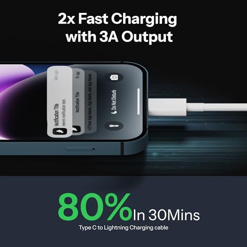 Basesailor USB C to Lightning Cable 1M [MFi Certified] iPhone Fast Charger Cable USB-C Power Delivery Charging Cord for iPhone 14/13/12/12 PRO Max/12 Mini/11/11PRO/XS/Max/XR/X/8/8Plus/iPad pack of 1 - Image 4